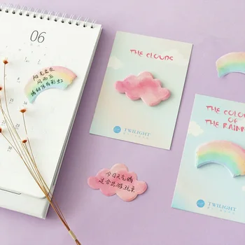 

4pcs The P of Rainbow and Clouds Sticky Note Adhesive Post Color Memo Pad Planner Stickers Journal Office School Supplies F692