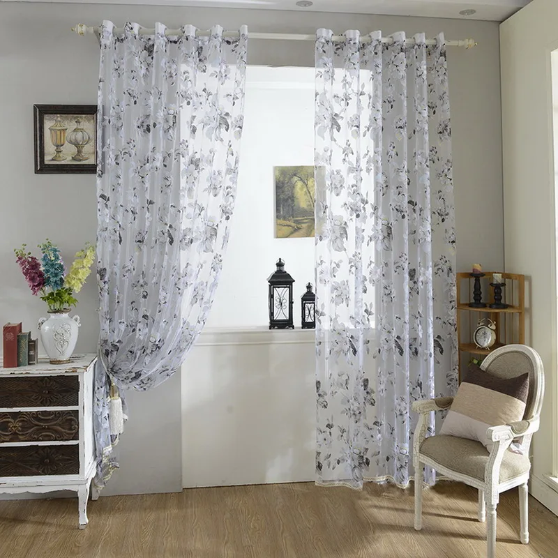 IVYSHION New Classical Flower Curtain Window Sheer Tulle For Living Room Decorative Curtains Bedroom Study Kids | Дом и сад