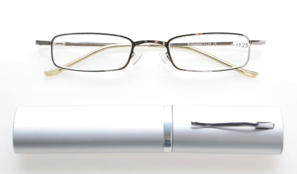 R15020 окуляр 4-Pack компактные Пружинные дужки очки для чтения с портативным карманным зажимом Алюминиевый Чехол+ 0,50-+ 4,00