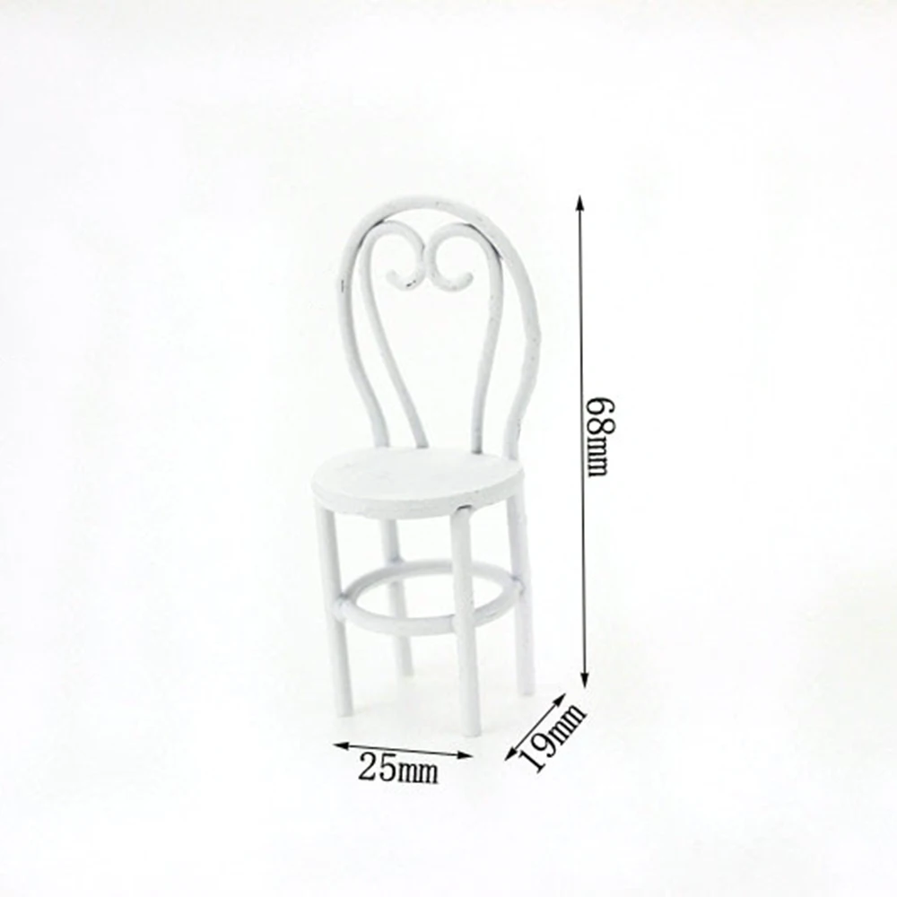 1/12 Dollhouse Miniature Accessories Mini Metal Dining Table Chair Set Simulation Furniture Model Toys for Doll House Decoration