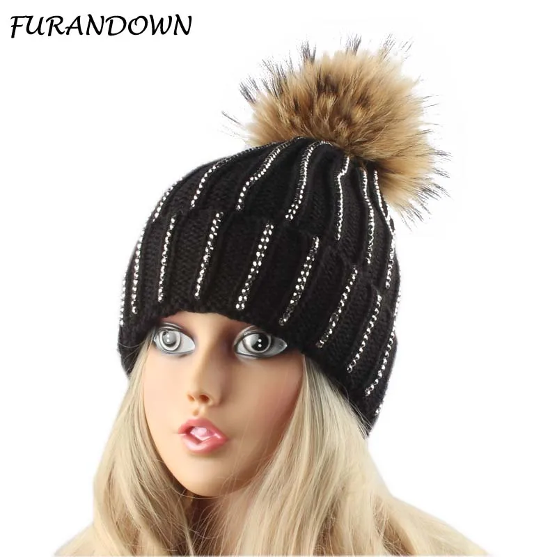 

Зимние теплые шапки с флисовой подкладкой для женщин, облегающие шапки, Женская Повседневная шапка с меховым помпоном, шапки