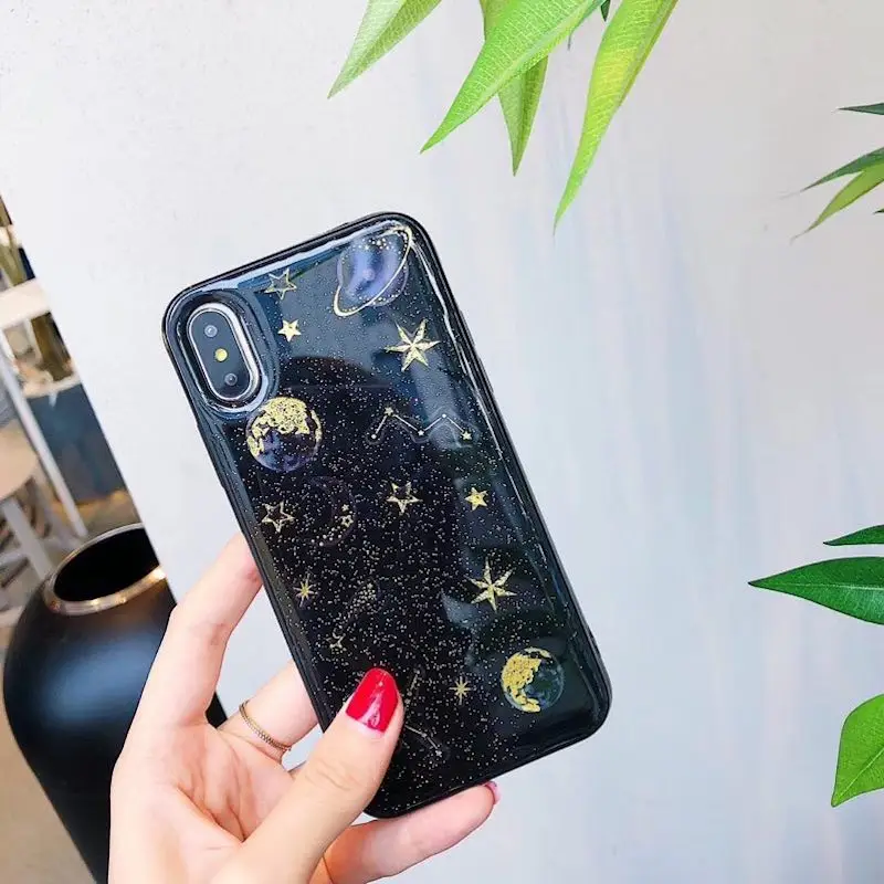 

For Samsung galaxy j3 j5 j7 a3 a5 a7 a8 2017 pro Luxury night sky Planet Moon Saturn star glitter Epoxy soft phone case cover
