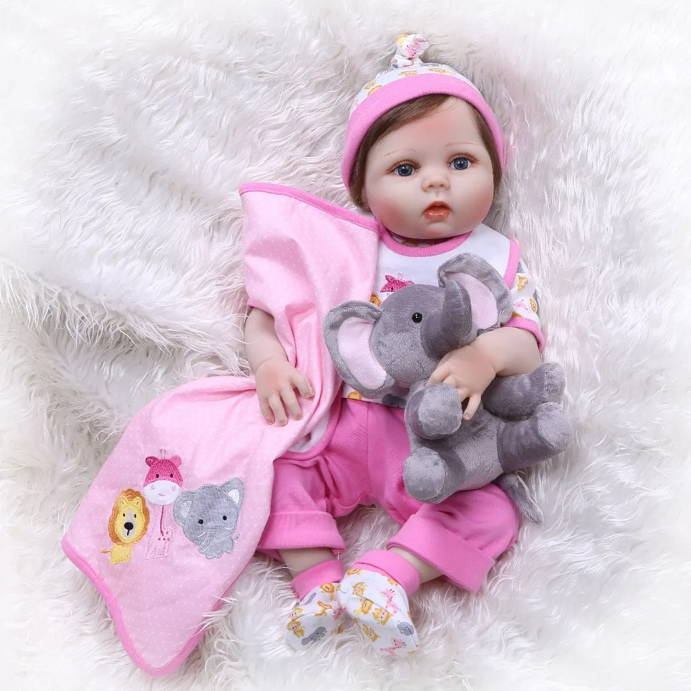 

NPK 55cm Lifelike Full Silicone Soft Reborn Baby Dolls Girl Bebes Reborns Realistic bonecas bebe Fashion Doll with Clothes & Toy