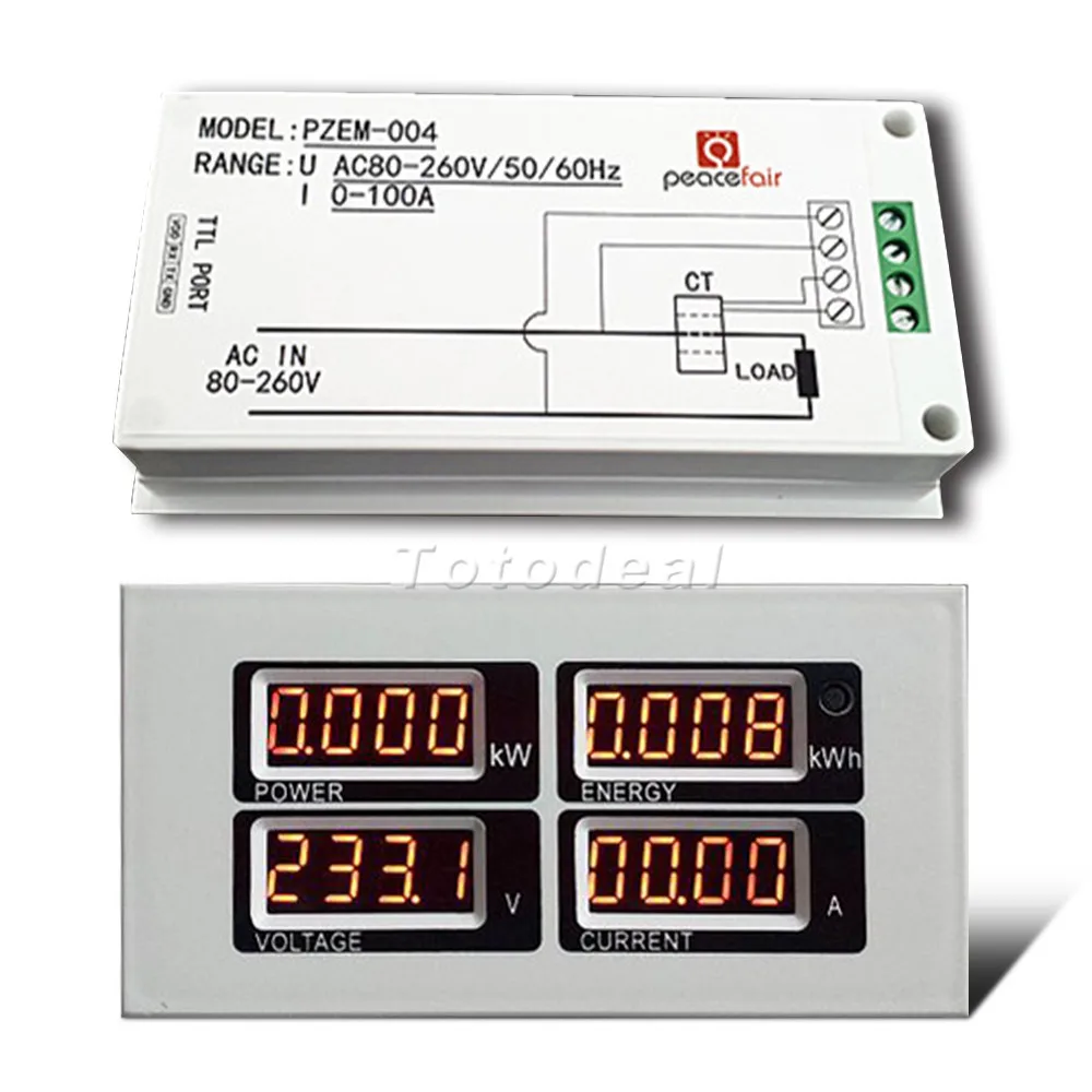 ultifunction 100A AC Digital LED Energy Meter Power Monitor Voltage KWh