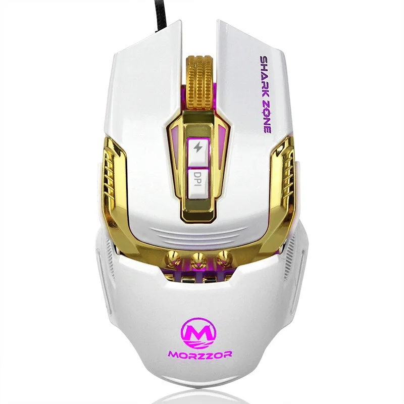 Белый Проводная игровая мышь, программируемая оптическая игровая мышь, RGB светильник, Высококачественная брендовая игровая мышь 3200 dpi - Цвет: Белый
