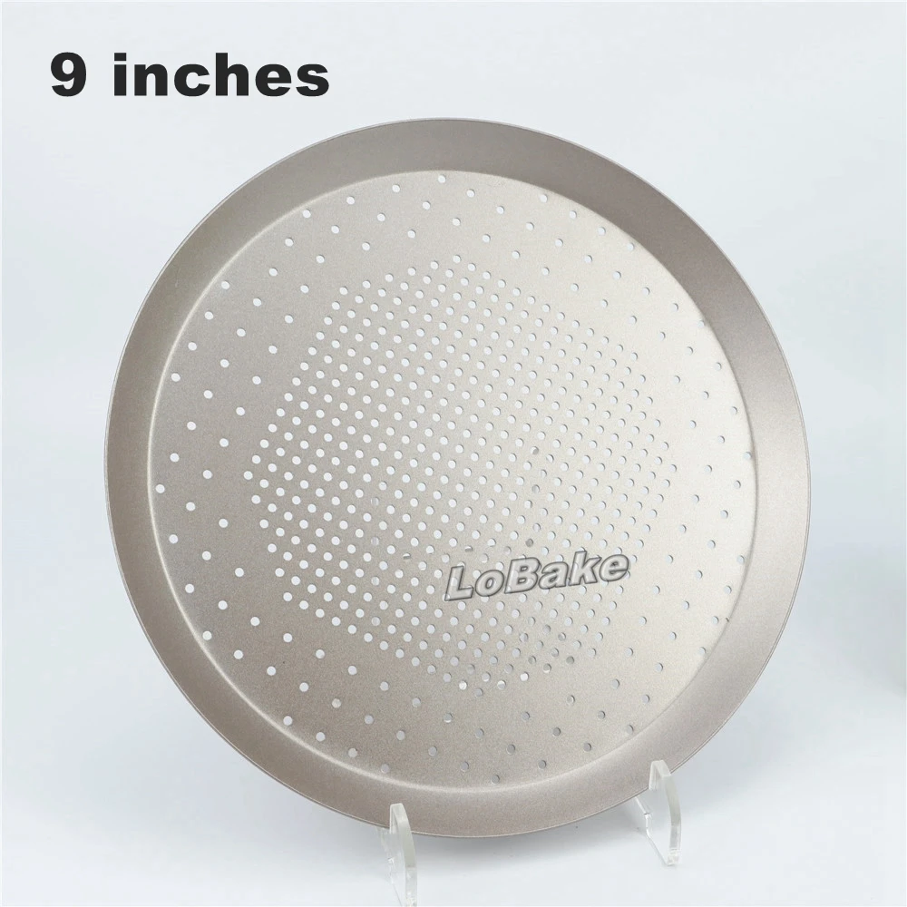 

9 inches height 2cm punching style nonstick carbon steel round champagne light golden pizza pan pie mold biscuit tray baking