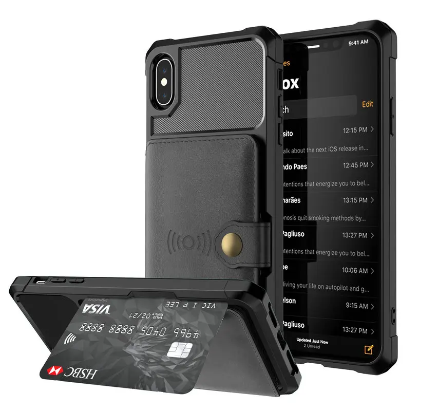 Роскошный чехол с откидной крышкой и отделением для карт iPhone Xs Max силиконовый
