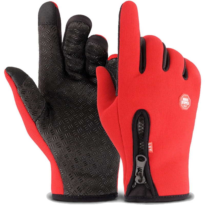 Новинка, мужские зимние теплые перчатки, смартфон, планшет, перчатки с сенсорным экраном, зимние теплые перчатки для вождения - Цвет: Красный