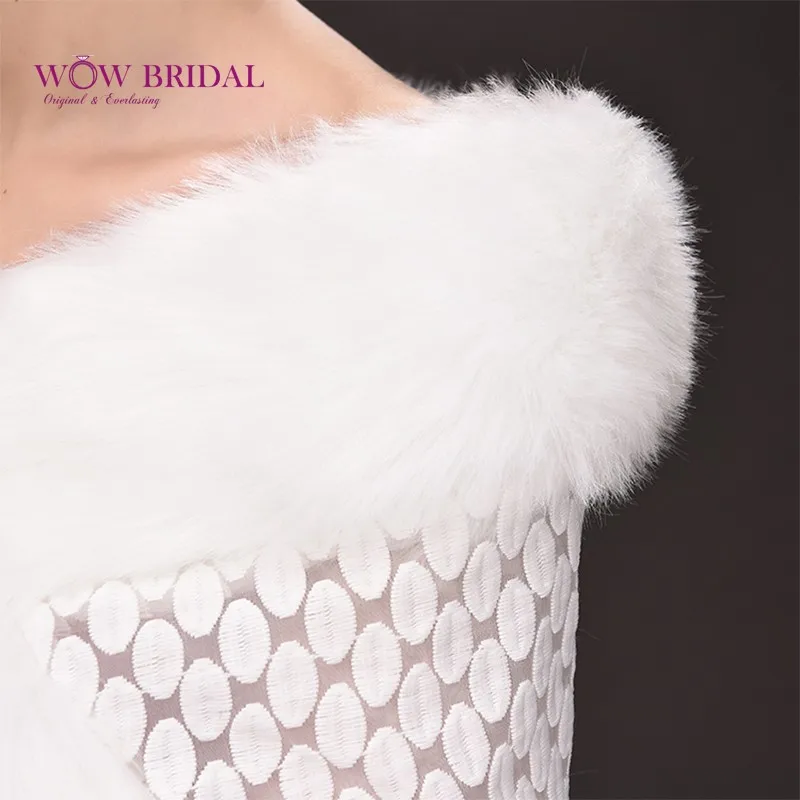 Wowbridal элегантный белый свадьбы обертывание подчинение искусственного меха печатных квадратный платок свадебные аксессуары пальто