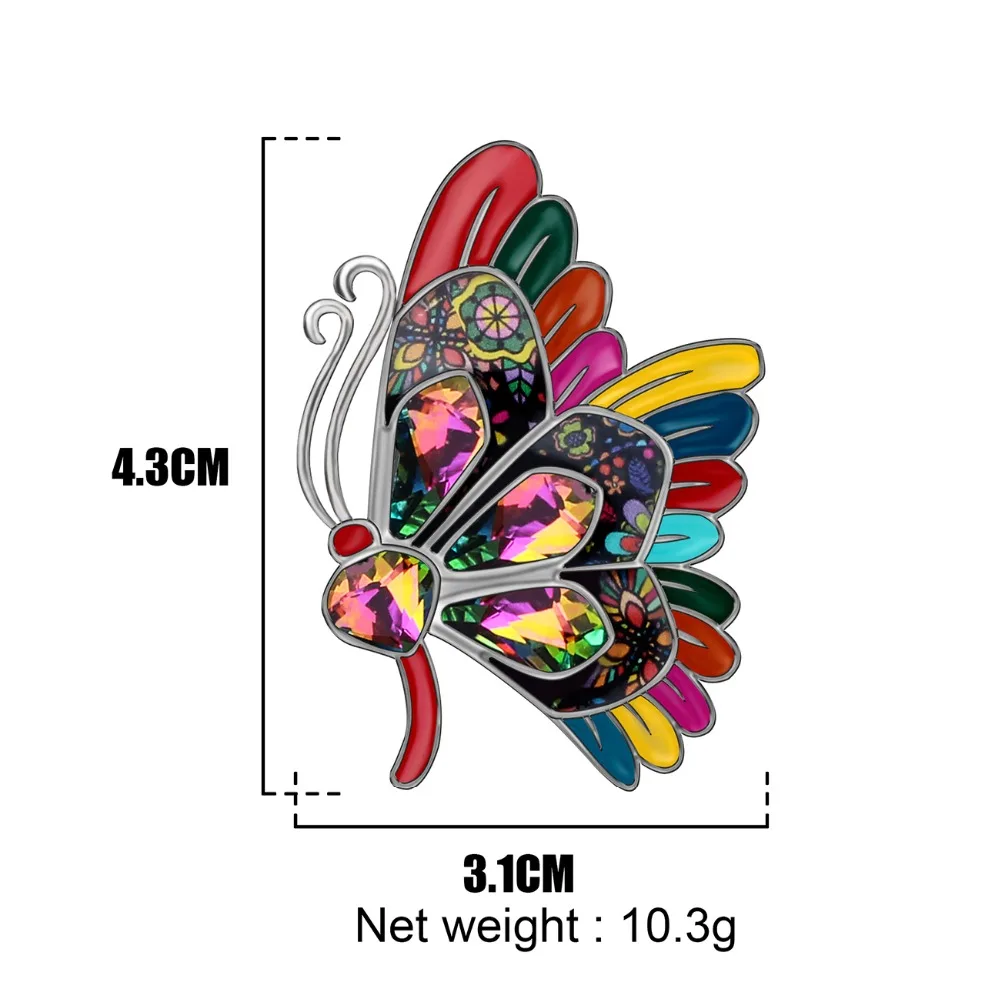WEVENI Эмаль Сплав Стразы Мода бабочка Броши Одежда заколка на шарф мультфильм насекомое ювелирные изделия для женщин девочек подарок Bijoux