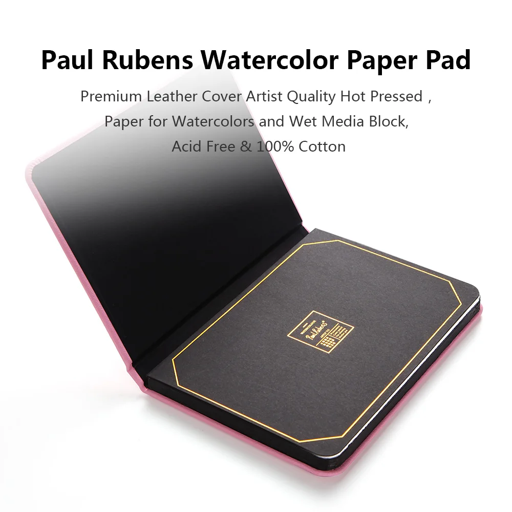 Comprar Paul Rubens 300GSM profesional acuarela papel ácido libre 100% algodón papel cuero cubierta libro de acuarelas para pintura al aire libre