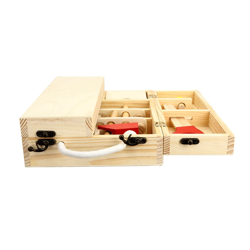 1 Set Children Wooden Toys Beech Wood Repair Tool Set For Boys Kids Pretend Play Early Education Simulation Toy Tool Box 1.5KG