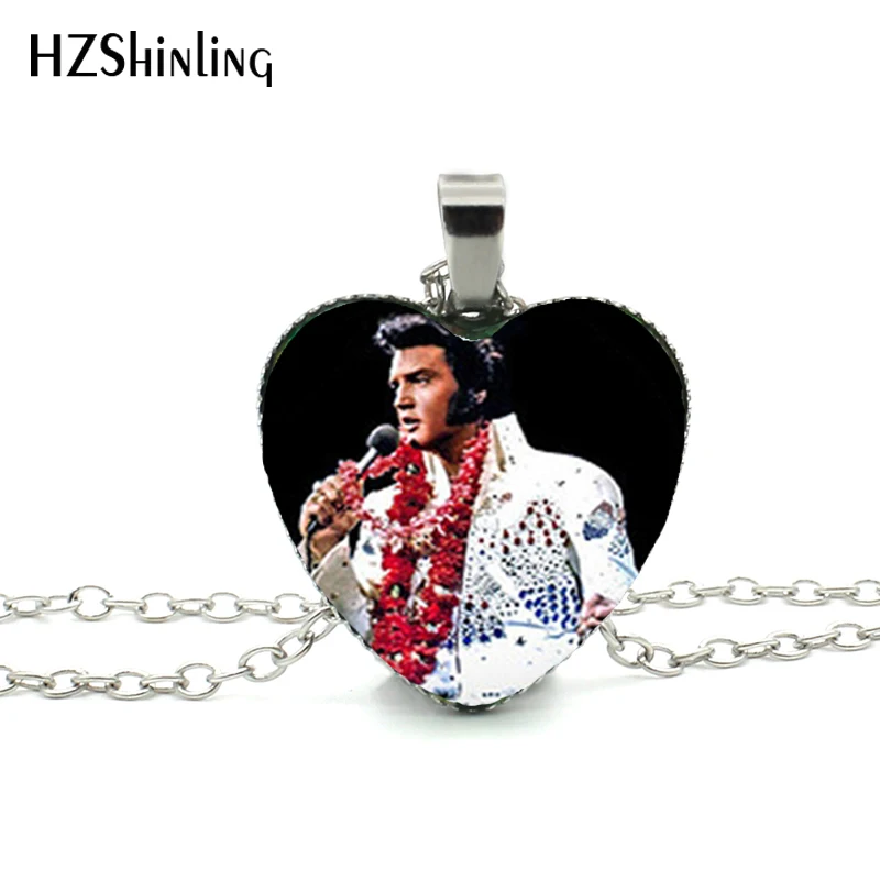 

2016 New Elvis Presley Heart Necklace Elvis Presley Jewelry Rock Star Murano Glass Heart Necklace HZ3