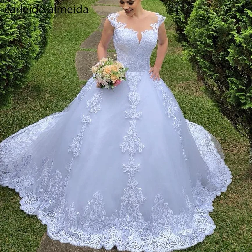Vestido de novia роскошное бальное платье свадебное с уникальным кружевное подвенечное