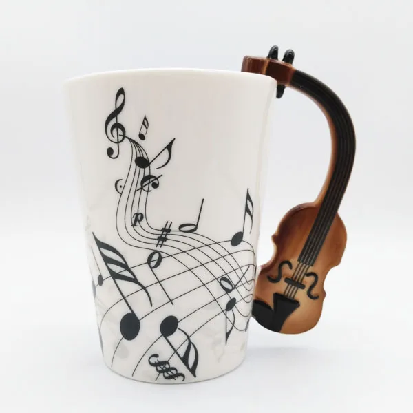 Personality Novelty Guitar Music Note Cup Ceramic Coffee Tea Milk Water Mug UK