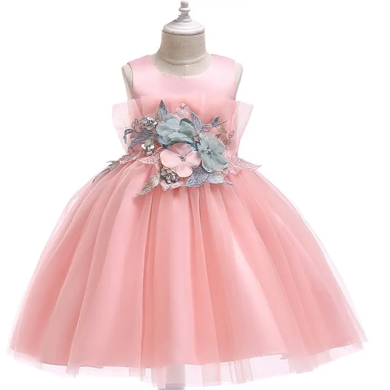 Прямая поставка; летние платья с цветочной аппликацией; высококачественная одежда без рукавов с юбкой-пачкой на День святого Валентина для девочек; детская одежда для свадебных праздников