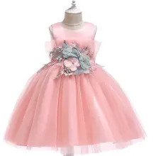 Прямая поставка; летние платья с цветочной аппликацией; высококачественная одежда без рукавов с юбкой-пачкой на День святого Валентина для девочек; детская одежда для свадебных праздников