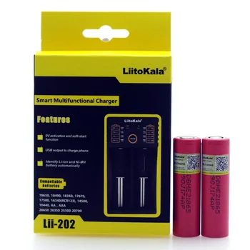 

Liitokala lii-202 1.2V 3.2V 3.7V 26650 16340 Smart Charger+2PCS LGDBHE2 2500mAh 18650 Discharge 20A 30A Rechargeable Battery