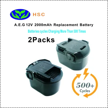 

2PCS 2.0Ah rechargeable battery pack AEG12B NiCAD Battery 12VReplacement AEG B1214G B1215R B1220R M1230R Original Battery 12V