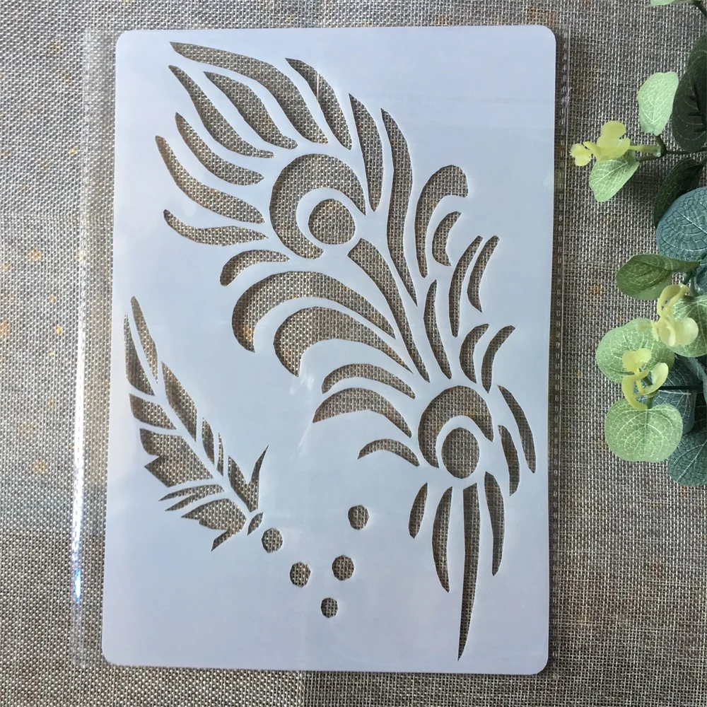 

A4 Big Feather DIY Layering Stencils Painting Scrapbook Coloring Embossing Album Decorative Paper Card Template