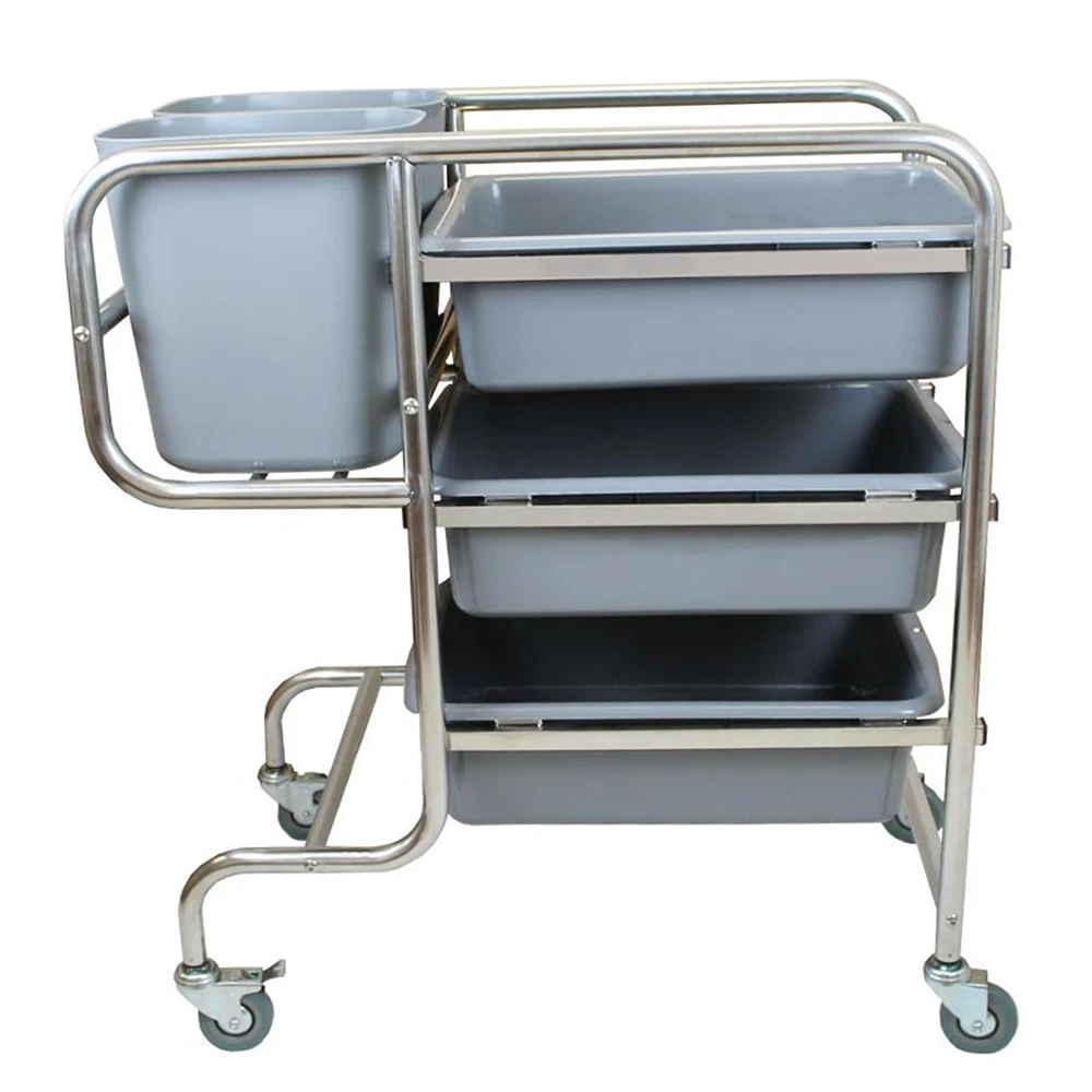 

Large Removable 3 Tier Trolley Cart Stainless Steel Storage Trolley with Rolling Wheels for Catering Hotel Restaurant