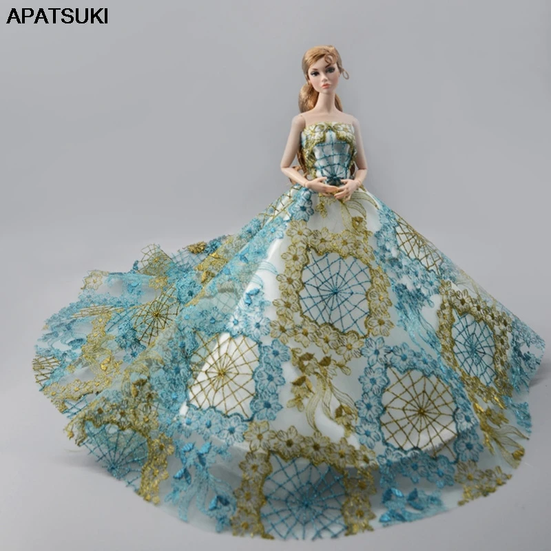 

Blue Brown High Fashion Wedding Dress for Barbie Doll Clothes Evening Dresses Party Gown Outfits 1/6 Doll Accessories Toy