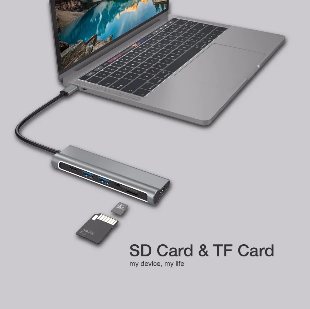 Док станция YUNCLOUD для ноутбука USB C к 3 0/HDMI/Кардридер/PD Зарядка MacBook Samsung Galaxy S9/S8 Huawei