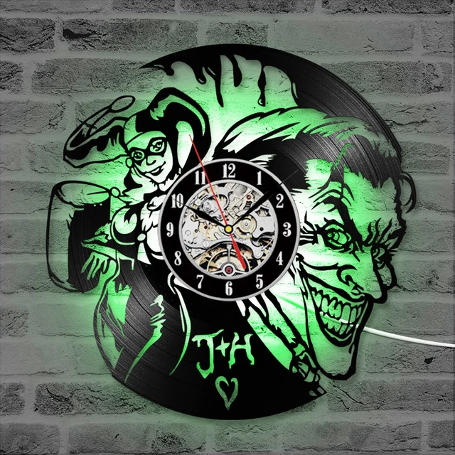 Joker and Harley Quinn LED Record Clock Creative&Classic Silent Quartz