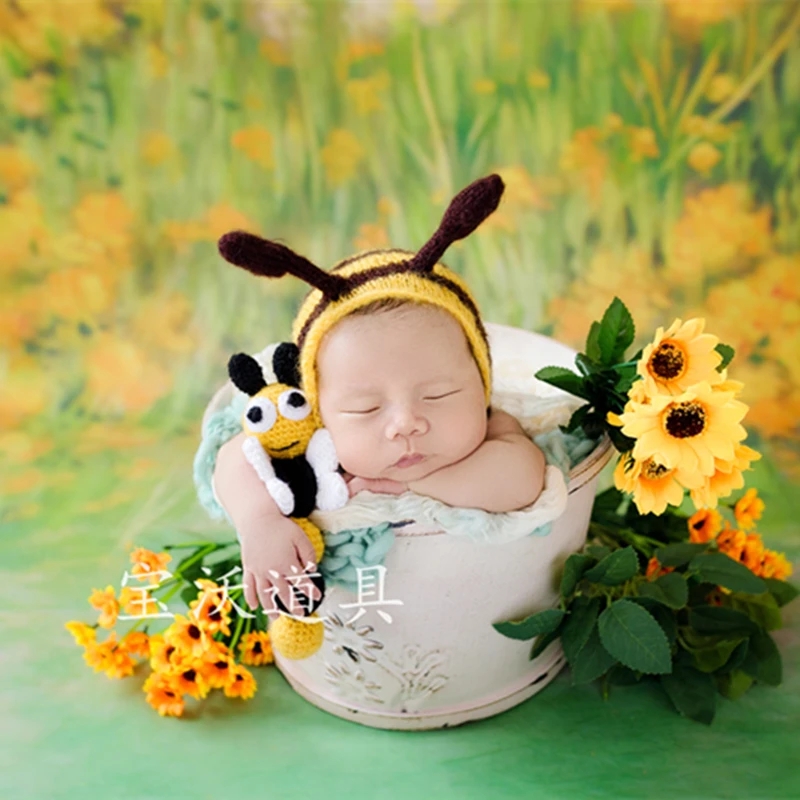 Вязаный ангорковый головной убор и набор игрушек для новорожденных, мохер шапочка-медвежонок Lovey Игрушка реквизит для фотосъемки