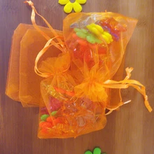 500 шт 9*12 см оранжевый подарочная Сумка из органзы стенд для ювелирных украшений сумки мешок шнурок для браслета/ожерелья Мини мешок пряжи