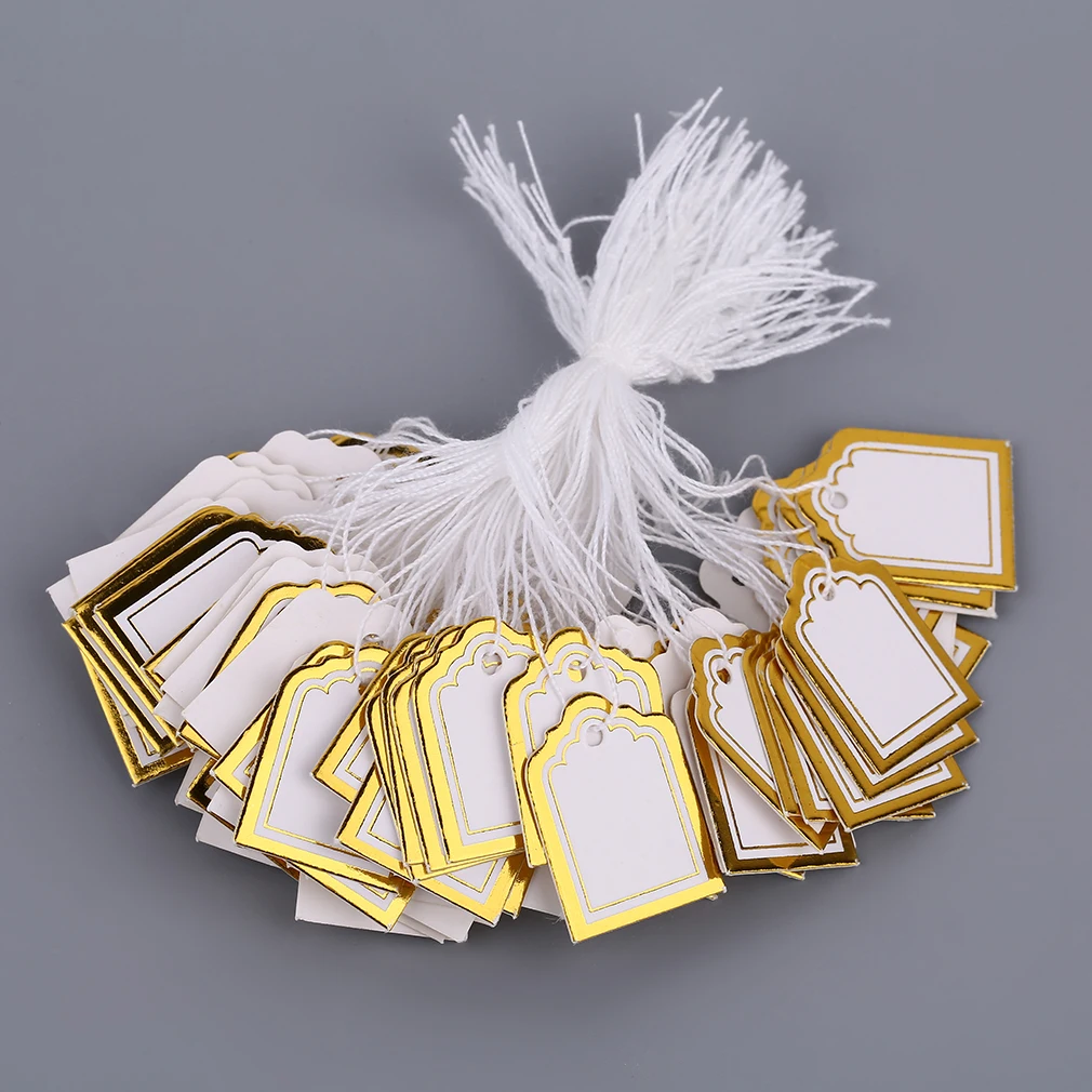 100 Pcs/Kit Price Tags With String Merchandise Cloth Label Square Shape