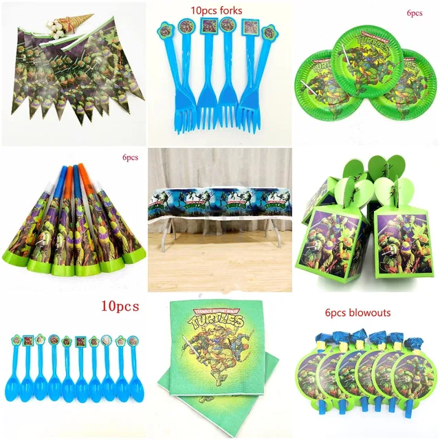 سلاحف النينجا عيد ميلاد حزب زينة الاطفال و صبي لوازم الطاولة/المائدة قابل للتصرف عيد إمدادات حزب الديكور مجموعة