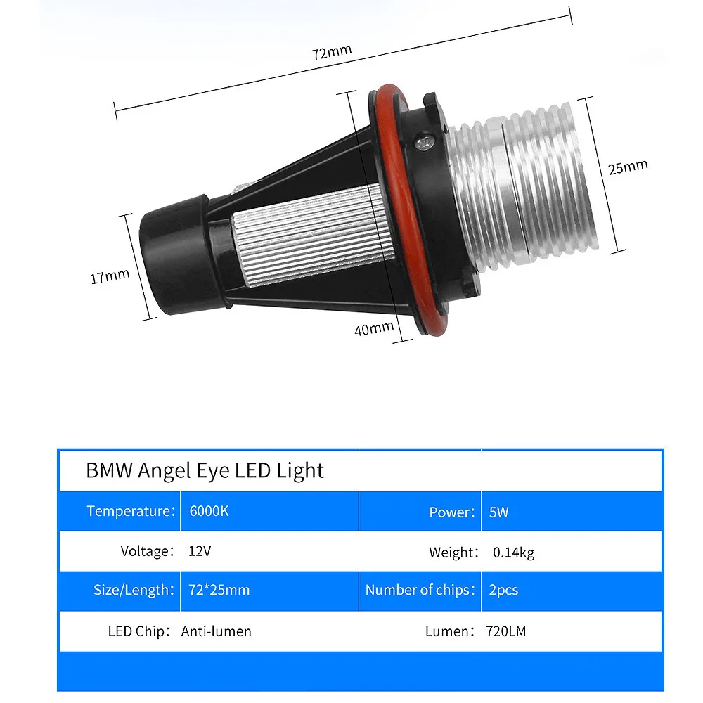 2pcs LED Angel Eyes Light Bulb Car LED Parking Lights Lamp for BMW E39 5W 12V Auto Car Lights