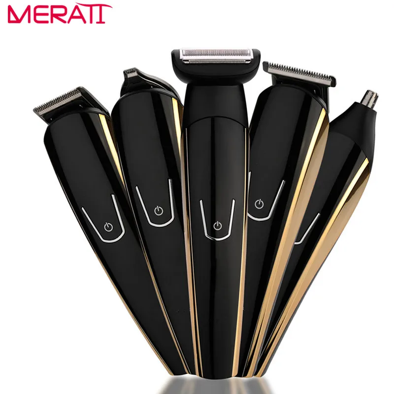 

Hot Sale Waterproof Rechargeable Hair Beard Clipper kit Haircut Tool Scissors Electric Shaver Razor Nose Ear Clean For Men