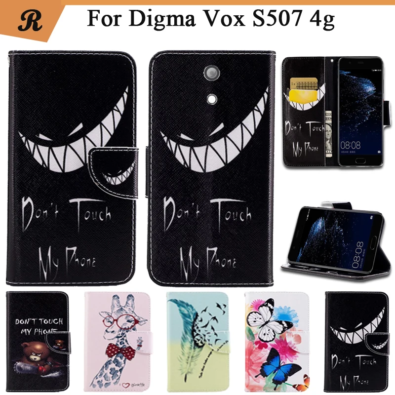 

Painted Wallet Flip Case For Digma VOX S507 4G PU leather Card Slot Stand bag High Quality Cover fundas with Strap