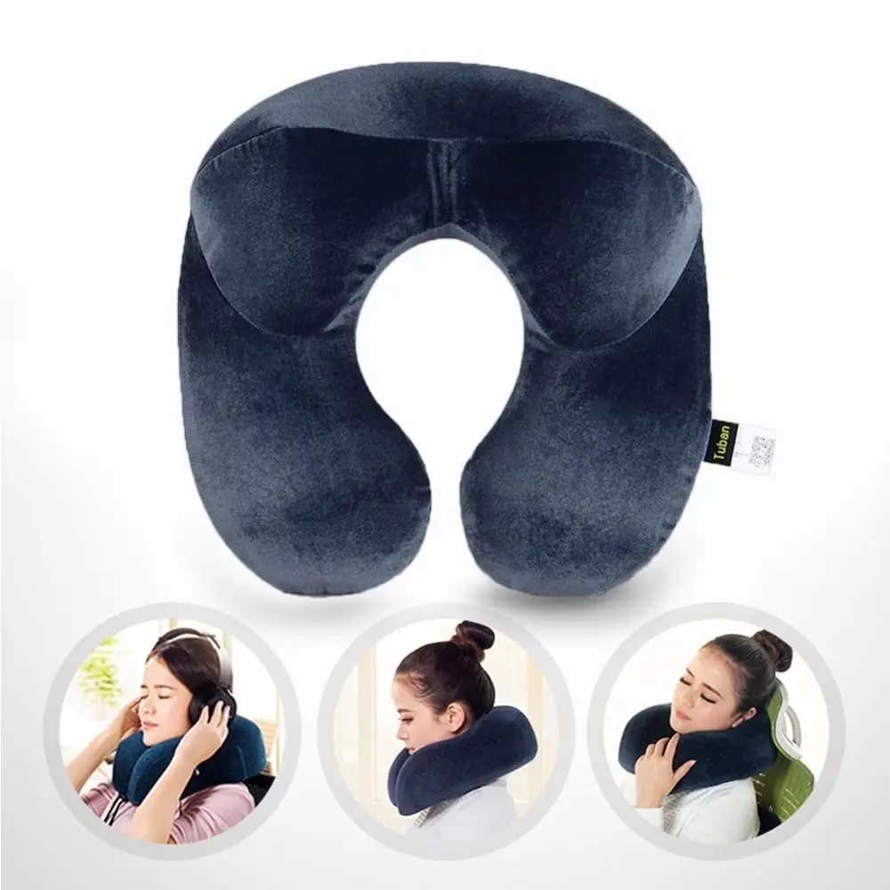 U-образная подушка для путешествий для самолета надувная Шейная подушка для путешествия аксессуары удобные подушки для сна домашний текстиль 4 цвета