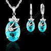 925 en argent Sterling fleur goutte d'eau ensembles de bijoux de mariage pour les femmes cubique Zircon pendentif collier boucles d'oreilles ensembles cadeau de fête ► Photo 3/6