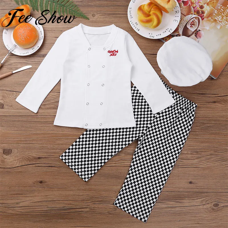

Feeshow Chef Kids Halloween Cook Chef Costume Cooking Clothing Baby Girls Boys Fancy Dress Party Costume Outfit Set