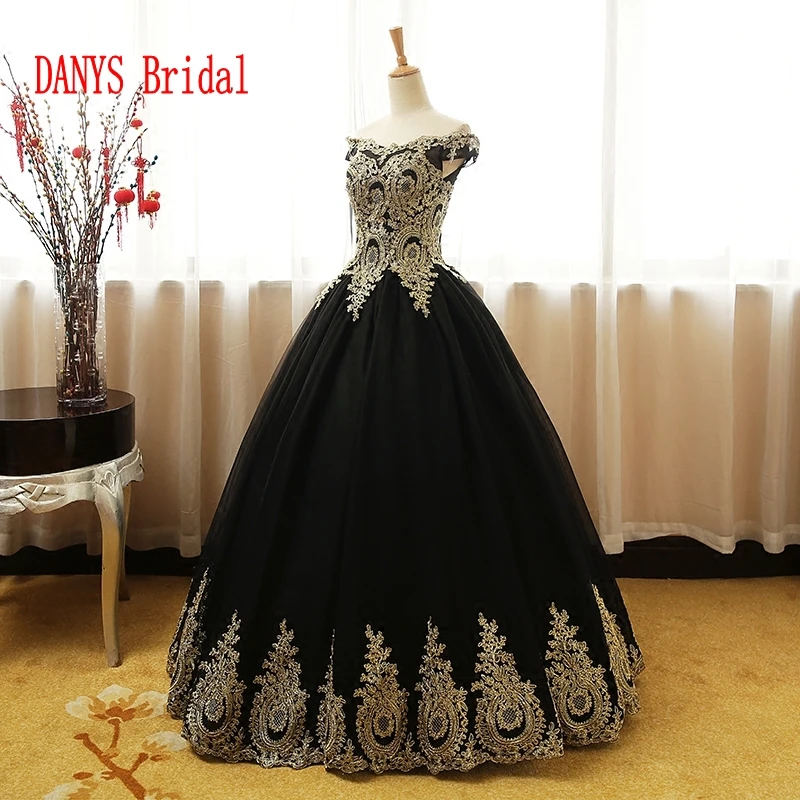 Черный Паффи Бальные платья-принцессы бальное платье для выпускного вечера Sweet Sixteen 16 Платья для женщин Vestidos De 15 anos