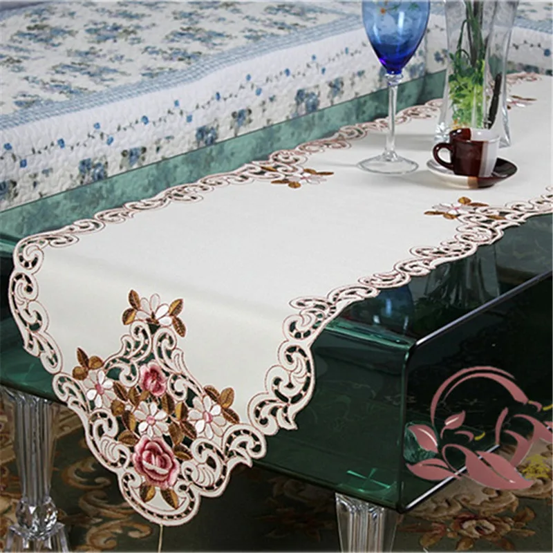 1 قطعة زهرة التطريز سماط مفرش طاولة عشاء حصيرة أوروبا سجادة من البوليستر الجدول غطاء الأنسجة مربع الجملة MI6