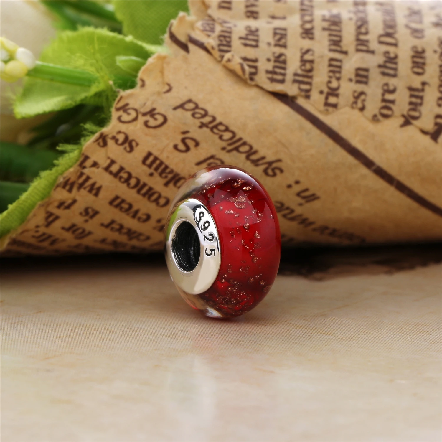 Ajax Charm серебряные бусины 925 пробы красные муранские стеклянные подходящие