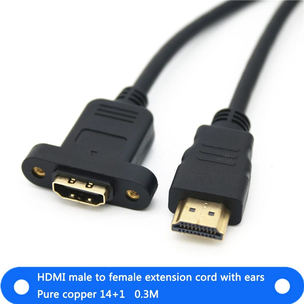 1 шт. HDMI кабель для мужчин и женщин хост корпус винт крепления панели кабель 0,3 м/0,5 м/1 м/2 м