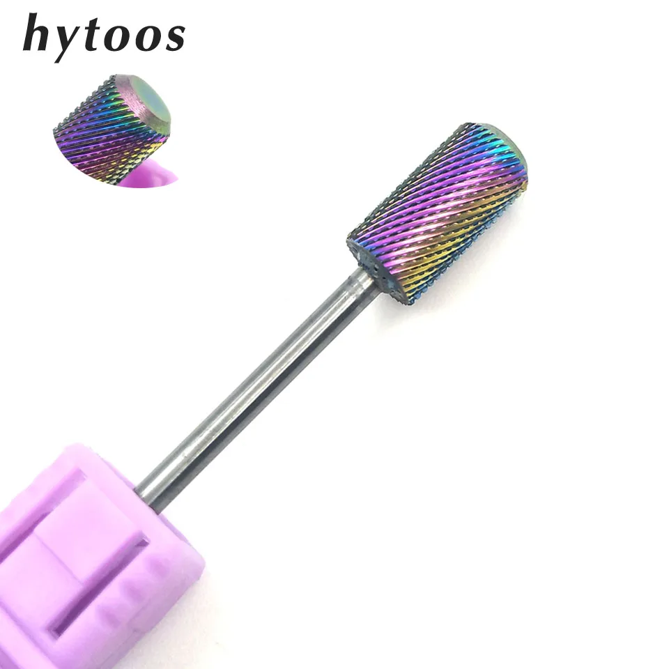 

HYTOOS Rainbow Nail Drill Bit 3/32" Barrel Tungsten Carbide Burr Bits Manicure Nail Drill Accessories Nail Milling Cutter Tools