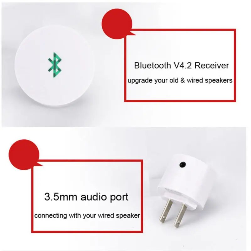 Приемник Bluetooth V4.2 аудио адаптер для зарядного устройства переменного тока 110 В до 240 с Usb 3,5 мм Aux порты и разъёмы беспроводной адаптер США Plug