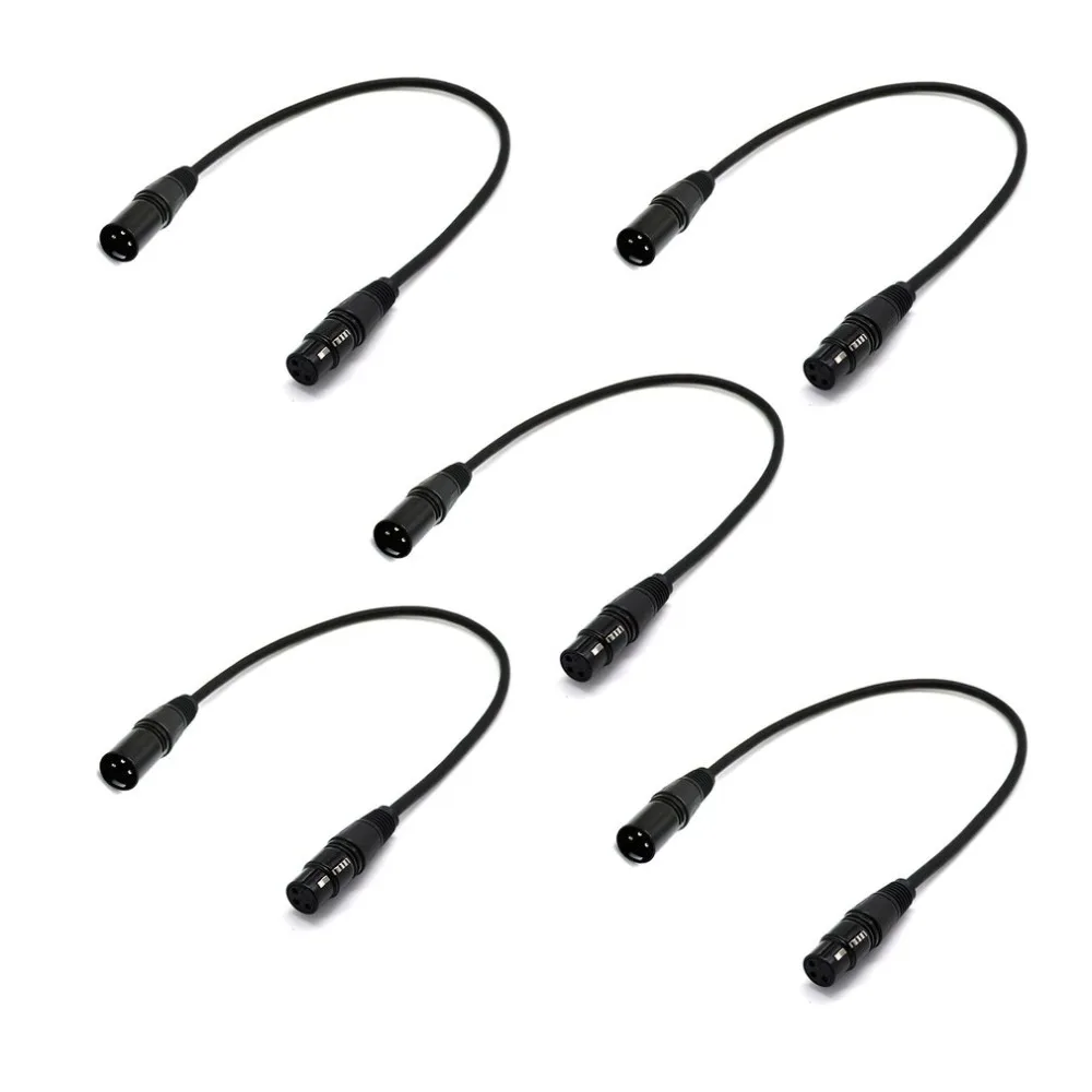 

5 Pack 2 Ft Foot Feet Long 3 Pin Male To Female Xlr Shielded Dmx Data Cable Cord Durable Data Cable Cord