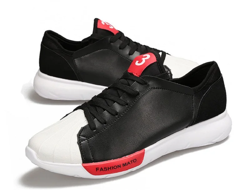 New Spring Autumn Man Sneakers Skateboarding Walking Shoes Leather Breathable Lace Up Flat Light Weight Hard-Wearing Man Shoes (11)