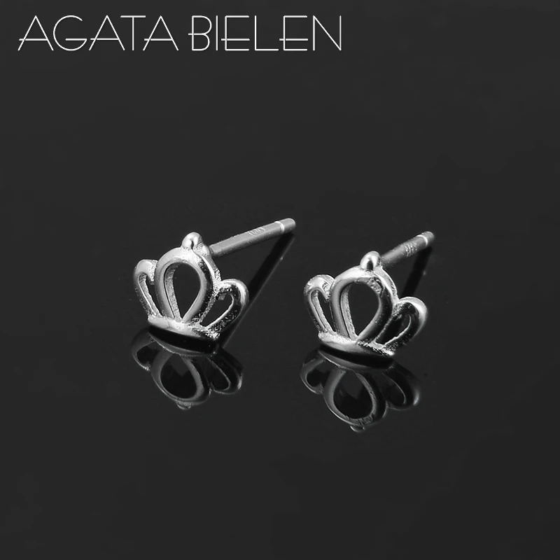 

100% real 925 Sterling Silver like fairy tale hollow out noble crown DIY fine women Stud Earrings fashion luxury Jewelry
