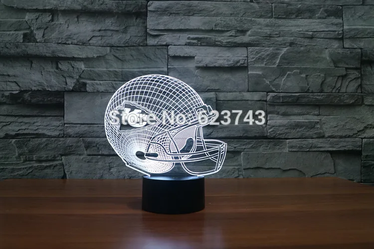 

Kansas City Chiefs American Football cap helmet 3D LED Color Changing Decor night light by Touch induction control and AAA
