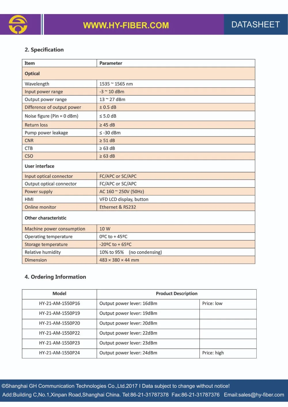 CATV 1510nm optical amplifier EDFA2 