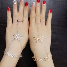 Bracelet papillon en cristal doré pour femmes, chaîne de poignet, bijoux à la mode, ornements de bras
